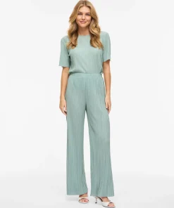 VILA PLISA HIGH WAIST LOOSE PANTS IN BLUE SURF