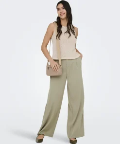 JDY RIVER HIGH WAIST PANTS IN WEATHERED TEAK