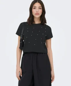 JDY HESTER STUD TOP IN BLACK