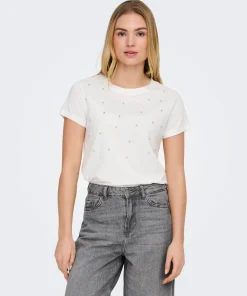 JDY HESTER STUD TOP IN WHITE