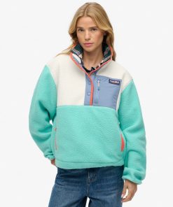 SUPERDRY COLOURBLOCK FLEECE IN RICH TURQUOISE