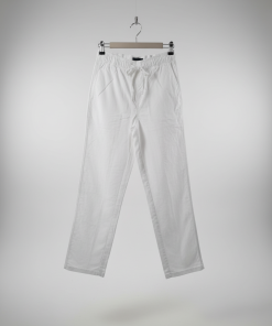 SUPERDRY COTTON ELASTIC TROUSERS IN WHITE