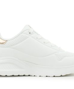 SKECHERS UNO LITE SHIMMER ALONG IN WHITE / ROSE GOLD