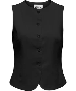 ONLY GOA LINEN WAISTCOAT IN BLACK