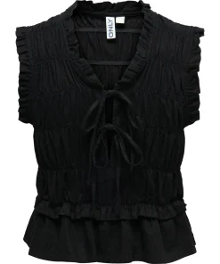 ONLY GOA S/S LINEN FRILL TOP