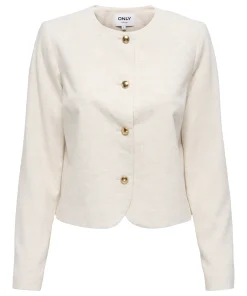 ONLY SIESTA SHORT LINEN JACKET IN MOONBEAM