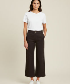 ONLY MADISON - CLAIR HIGH RISE CROPPED TROUSERS IN BLACK COFFEE