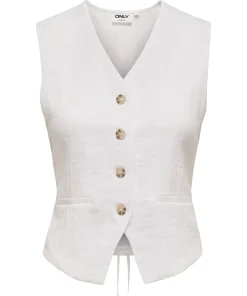 ONLY ITA S/L LINEN LOOK WAISTCOAT BRIGHT WHITE