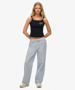 SUPERDRY COTTON STRIPE ELASTIC TROUSERS IN AZURE BLUE STRIPE