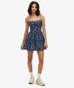 SUPERDRY CORSET CAMI MINI DRESS IN NAVY FLORAL