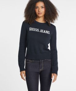 GUESS INTARSIA SWEATER IN NAVY