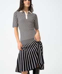 TIFFOSI RYKA MIDI DRESS IN NAVY / SAND STRIPE
