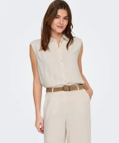 ONLY SIESTA LINEN SHIRT IN MOONBEAM