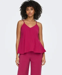 ONLY MADELI OAKLYN STRAP TOP IN SANGRIA