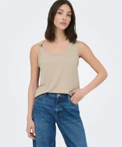 JDY UFFA SLEEVELESS TOP IN TAPIOCA