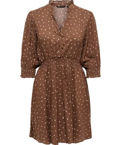 ONLY RAYA 3/4 DRESS COCOA BROWN