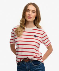 SUPERDRY HERITAGE HAMPTONS TEE IN RED STRIPE