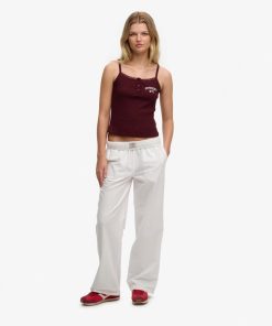 SUPERDRY COTTON ELASTIC TROUSERS IN WHITE