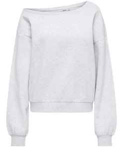 ONLY RHINA L/S ONE SHOULDER LIGHT GREY MELANGE