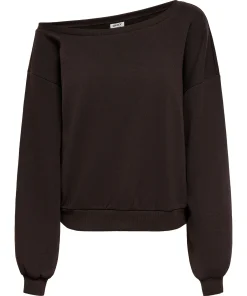ONLY RHINA L/S ONE SHOULDER SWEAT CHOCOLATE BROWN
