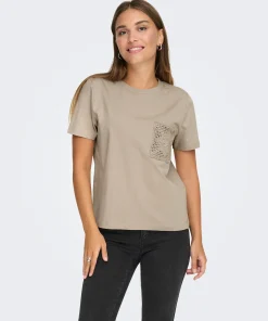 JDY SELMA CROCHET POCKET TOP IN CHATEAU GRAY