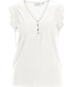 VILA TUPLA V-NECK TOP IN WHITE