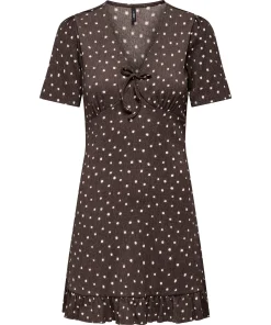 ONLY MOLLY S/S VNECK DRESS CHOCOLATE BROWN/ DOT
