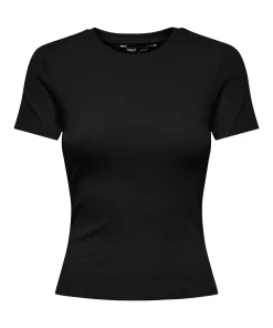 ONLY RILEY SHORT SLEEVE TOP IN BLACK