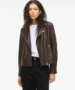 VILA CARA COATED JACKET IN COFFEE BEAN