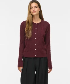 VILA KERRY CABLE KNIT CARDIGAN IN PORT ROYALE