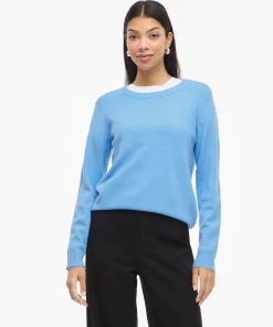 VILA RIL O-NECK KNIT IN BLUE