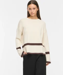 VILA RIL OVERSIZED KNIT IN BEIGE / BROWN STRIPE