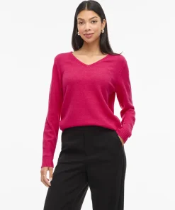 VILA RIL V-NECK KNIT TOP IN JAZZY