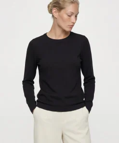 OBJECT THESS O-NECK KNIT PULLOVER IN BLACK