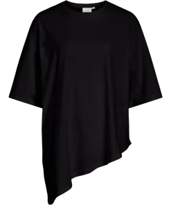 VILA ULIERA 2/4 SLEEVE ASYMMETRIC OVERSIZED T-SHIRT IN BLACK