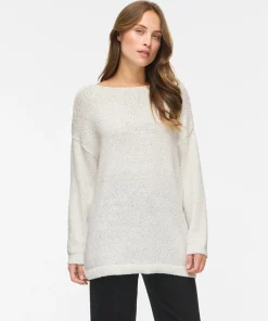 VILA ADDIE O-NECK KNIT TUNIC IN WHITE
