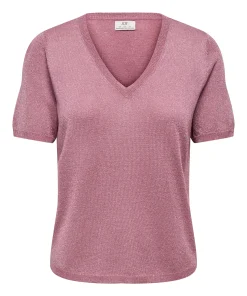 BODILLA S/S VN GLITTER PULLOVER KNIT DECO ROSE