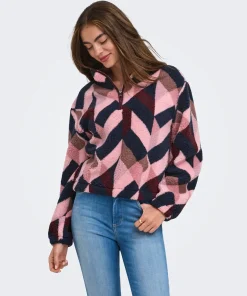 ONLY DALLAS HIGHNECK ZIP SWEAT IN FIG