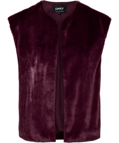 ONLY DANA MILA FAUX FUR GILET IN FIG