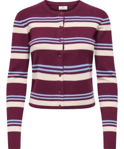 JDY EMMIE L/S ONECK STRIPE CARDIGAN WINDSOR WINE
