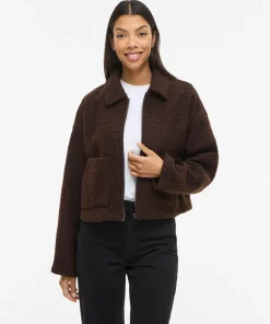 VILA JADAS ZIPPER JACKET IN COFFEE BEAN