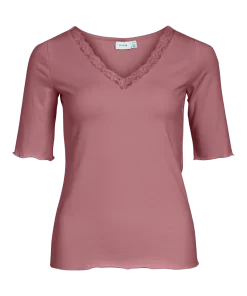 VILA JANNO 2/4 SLEEVE LACE TOP IN ROSE