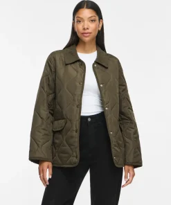 VILA TATE QUILT DETAIL JACKET IN FOREST NIGHT