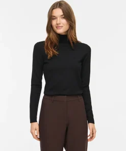 VILA MALU ROLLNECK KNIT TOP IN BLACK