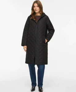 VILA TATE LONG HOODED COAT IN BLACK
