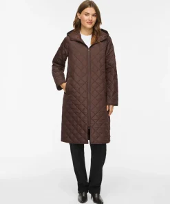 VILA TATE LONG HOODED COAT IN COFFEE BEAN