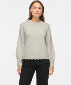 VILA NIKOLINA KNIT TOP IN SUPER NATURAL MELANGE