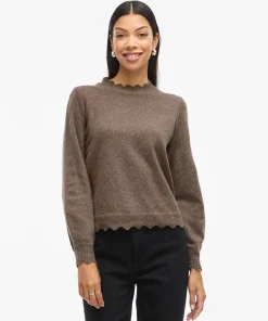 VILA NIKOLINA KNIT TOP IN FALCON MELANGE