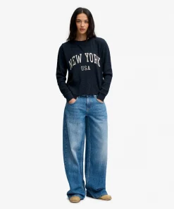SUPERDRY ESSENTIAL GRAPHIC TOP IN ECLIPSE NAVY
